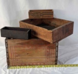 Lot of 4 Vintage Wooden Crates and Boxes