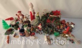 Vintage Christmas Lot- Santa & Snowman Figures, Ornaments, Candles, Lights, Plastic Electric Candle