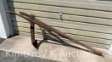 Early Horse Drawn Wood and Wrought Iron Ditch Plow in Original Red Paint