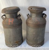 Pair of Vintage Steel 20 Quart Milk Cans
