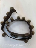 Antique Leather Strap of Brass Sleigh Bells