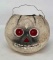 Early Papier Mache White Jack-O-Lantern Halloween Lantern with Red Eyes and Nose