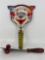 Vintage Tin Litho Metal Clown Noisemaker by US Mfg. Co. and Double Ball Clacker