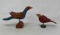 Pair of Wood Folk Art Birds, Signed 