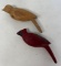 Pair of Hand Carved Wooden Birds- Cardinal and Unpainted. Attributed to Dick Machmer