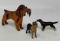 Miniature Boxer and Pointer Figures and Wooden Carved Spaniel with Duck in Mouth