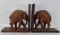 African (Ghana) Carved Wooden Elephant Bookends