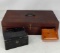 Wooden Storage Box with Dividers, Small Box Inscribed 