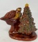 Breininger Pottery Redware Santa by Christmas Tree, Robesonia PA,1994