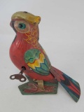 Vintage Tin Litho Wind-Up Parrot