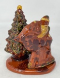 Breininger Pottery Redware Santa by Christmas Tree, Robesonia PA, Sept 1,1993