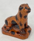 Early Miniature Detailed Redware Mottled Dog Figure