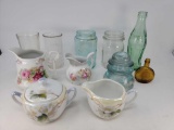 Glass Jars, Bottle, Insulator, Creamers, Etc.