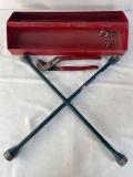 Tire Iron, Pliers, Metal Tool Caddy and Wing Nuts