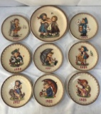 Hummel Annual Plates, 1980--87, with Larger Anniversary Plate of Spring Dance