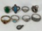 Sterling and Costume Rings Along with a Sterling Pendant