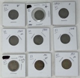 Liberty Nickels- 1902, (2) 03, 04, 07, 08, (2) 10, 11 F-XF