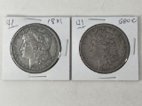 Morgan Dollars 1880O, 81 VF