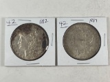 Morgan Dollars 1881, 82 XF