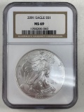 2001 Silver Eagle Dollar NGC MS 69