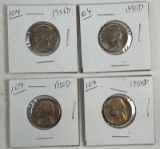 (4) 1950D Jefferson Nickels BU