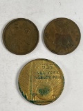1939 World's Fair Commemorative and 2 Vintage Nude Tokens