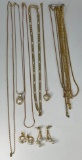 Grouping of Gold-Tone Costume Chains, Pendants and Earrings