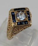 Sapphire and Aquamarine Ring