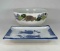Boehm Texas 150th Anniversary Bowl with Armadillo and Blue & White Fish Platter