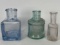 3 Small Glass Bottles- Green is Marked 
