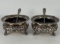 Pair of Sterling Repousse Footed Salt Cellars with Spoons, 4.46 ozt.
