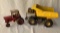 Red Keystone Tractor and Yellow Tonka Dump Truck