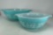 2 Turquoise Pyrex Amish Butterprint Bowls