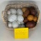 Milk Glass and Gourd Eggs in Basket, Various Sizes