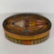 Paint Decorated Oval Wooden Cheese Box with Couple on Lid