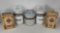 5 Canisters- Matching Flour & Tea, Matching Barley & Sugar and Other Salt