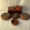 5 Baskets, Floral Tin Box and Wooden Lidded Box
