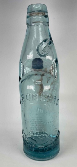 Blue Codd Bottle Marked "J. Robertson- Castlewood"
