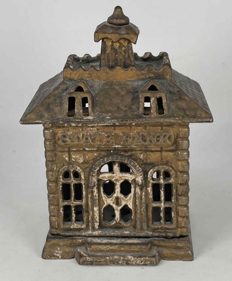 Cast Iron "State Bank" Building Bank