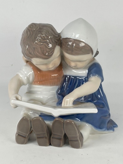 Bing & Grondahl (B & G) Denmark Figure- Boy & Girl Reading, #1567