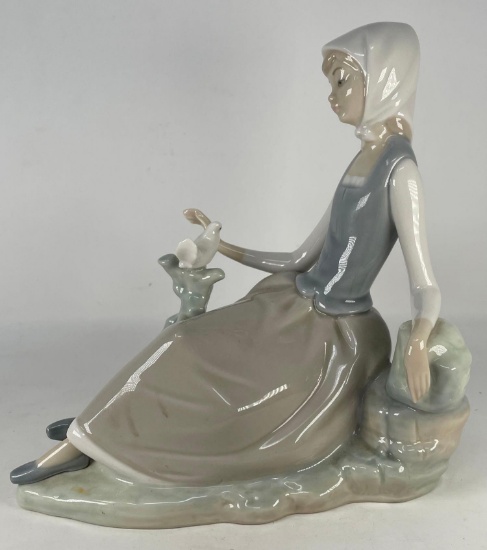 1997 Lladro Figure- Shepherdess with Dove