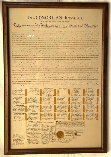 Framed Print of Declaration of Independence as Re-Signed by Delegates from Around the World