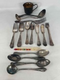 Silver Plated Flatware Lot with Baby Cup