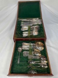 Community Plate Flatware in Wooden Chest