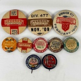 Pin Backs- Trolley Cars Divisions, Birthday and Win with Wilson