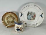 Wedgwood Beatrix Potter Plate, Baby Plate with Chicks and Creamer with Cat Handle