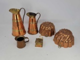 Copper Lot- 2 Pitchers, Creamer, Miniature Coffee Mill, 2 Molds