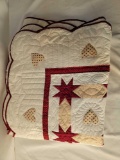 Stars and Hearts Patchwork Quilt with Scalloped Edge