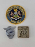 Lower Salford Twp Police Patch, Trucking Service Metal Badge & Princeton University Campus Privilege