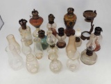 Miniature Oil Lamps and Shades, Approx. 10 Bases